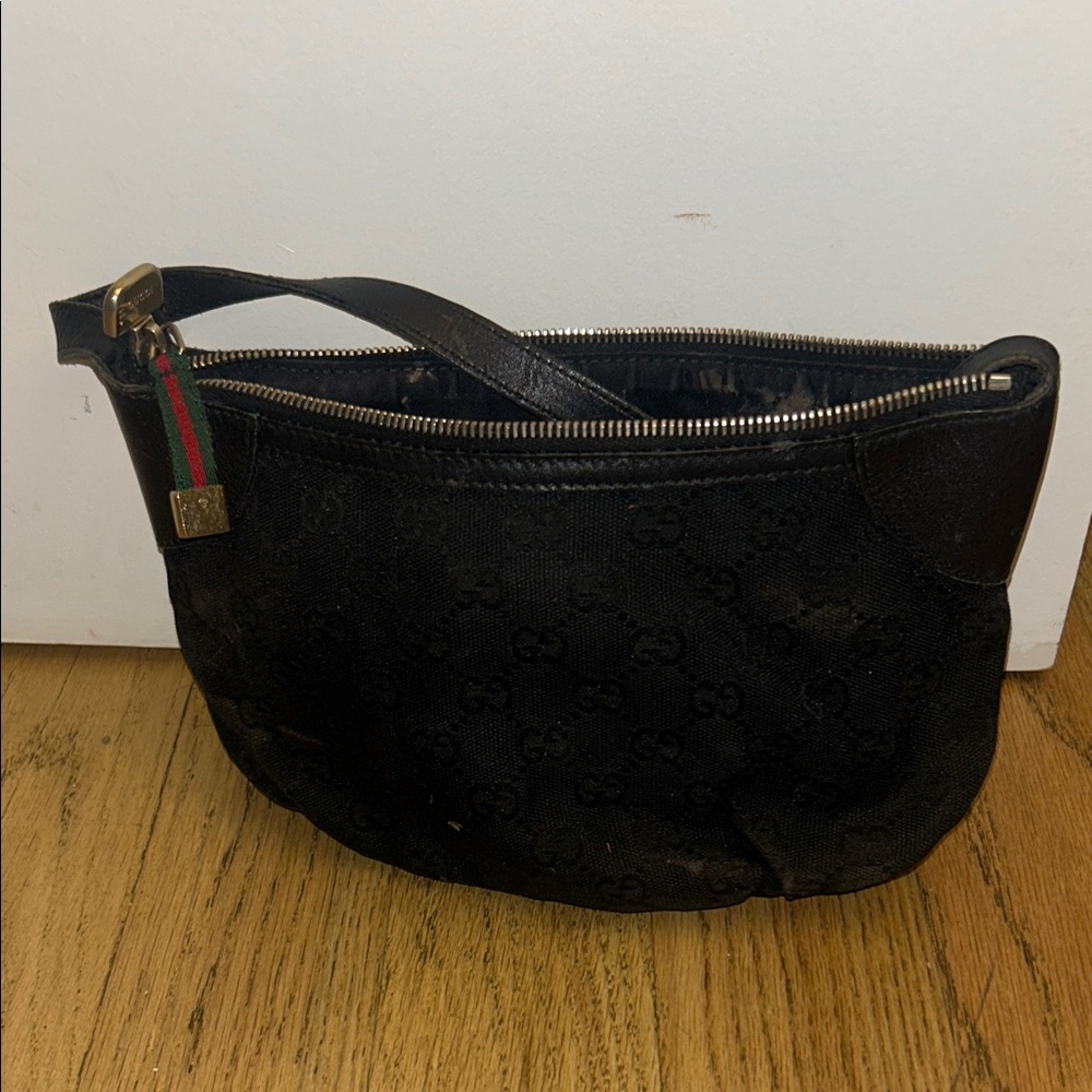 Gucci Black Monogram Wristlet
